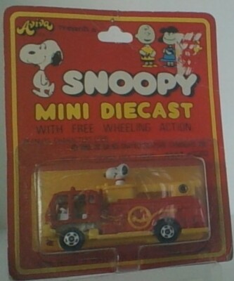 Vintage Peanuts Snoopy Aviva Fire Engine Mini Die Cast New In Package | eBay