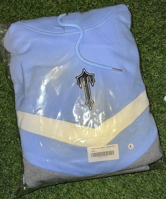 Trapstar V Stripe Hoodie Tracksuit - Cashmere Blue/White