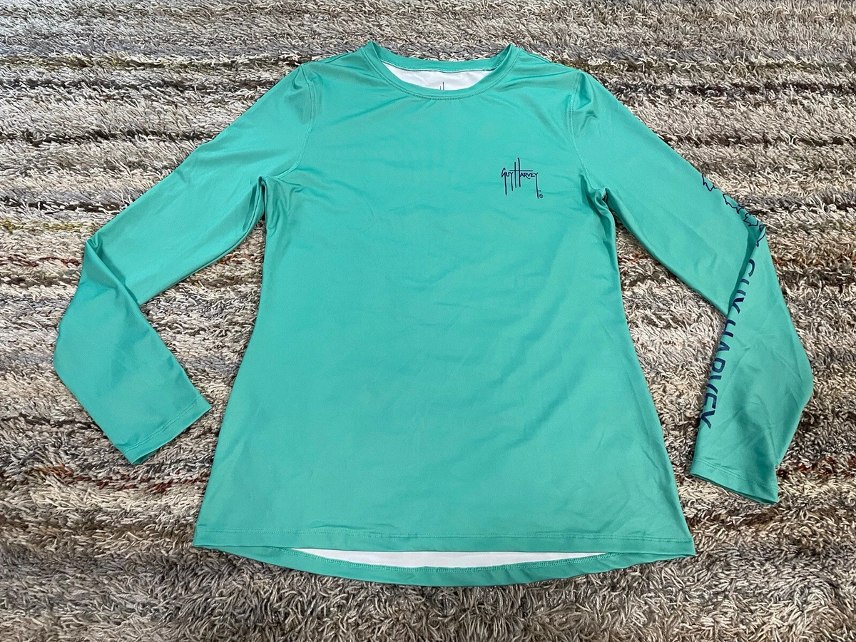 Guy Harvey Aqua Green Long Sleeve Shirt Womens M Medium Fishing