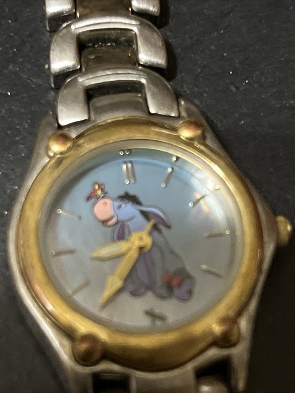 #721-Eeyore Disney Seiko Sii Watch MU0670 Silver/Gold w/ Blue Pearlescent Face
