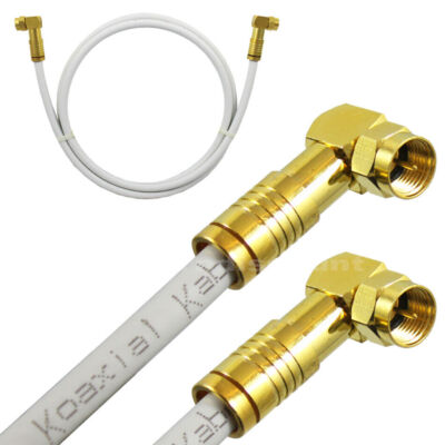 135db Koaxial Sat Kabel mit F Winkelstecker vergoldet HDTV 75 Ohm Koaxialkabel