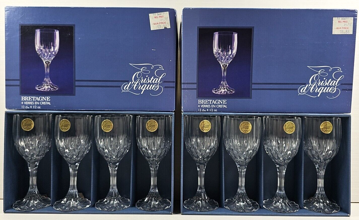 8 Cristal D'Arques Bretagne Sherry Glasses Box Set Vintage Crystal