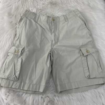 J Crew mens beige cargo shorts size 31 cotton flawed*