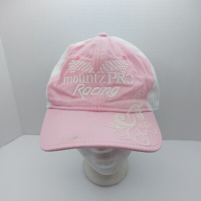 Mountz Pro Racing Strap back Hat Cap Pink Embroidered Logo Ladies Fit