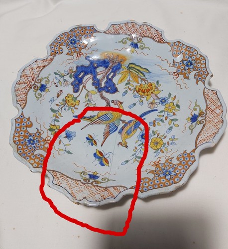 Plato de cerámica antiguo Porquier Beau Quimper diámetro 25 cm - Imagen 3 de 8