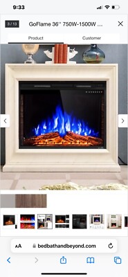 New  Go Flame  36'' Multi Color Built-In Electric Fireplace Ep23629 MSRP 1299.00