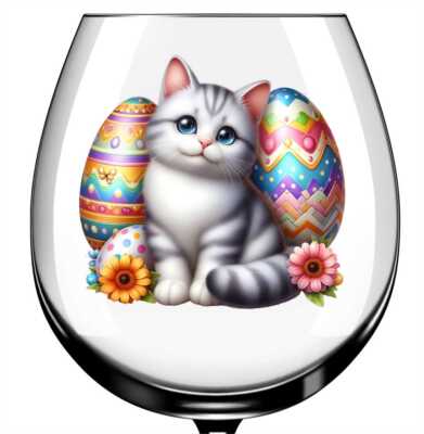 X12 Ostern Katze mit Eiern Glas Vinyl Aufkleber Sticker Farbe et202