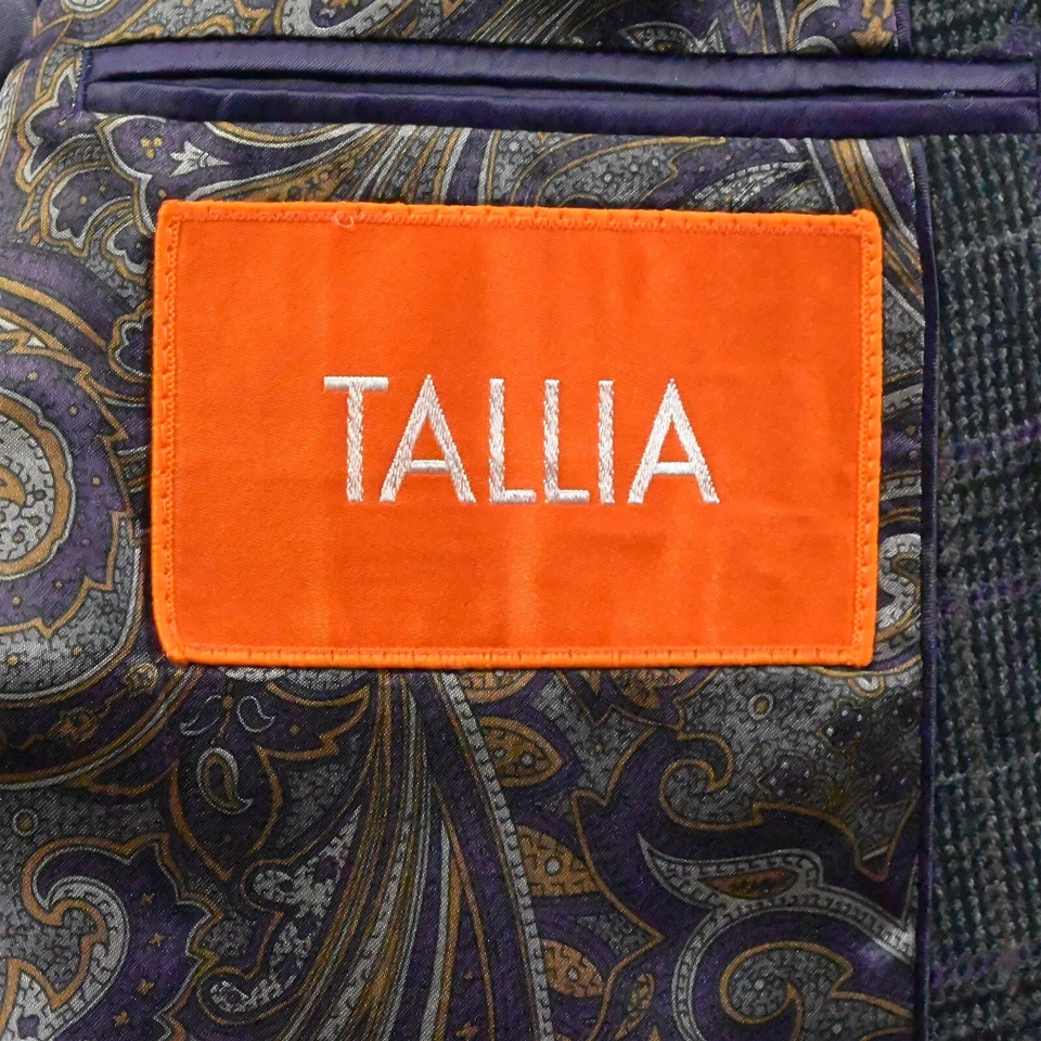 Blazer Abrigo Deportivo Traje Chaqueta Tallia Uomo 44R Gris Cuadros Glenn Franela 100% Lana Foto 4 de 4