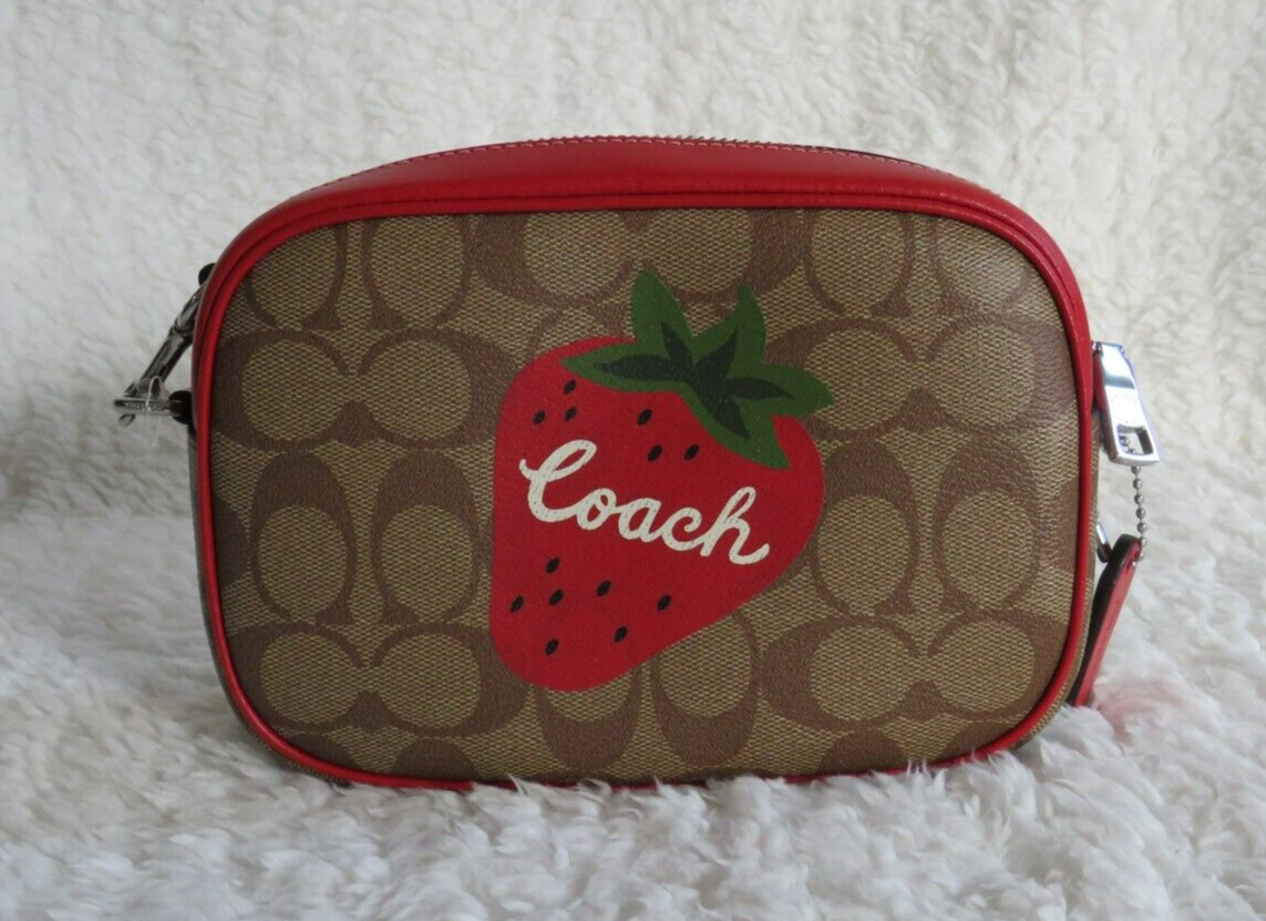 Coach Strawberry Print Mini Jamie Camera Bag (Khaki) - NWT