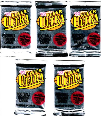 FLEER ULTRA FOOTBALL - FIVE 1992 FACTORY SEALED PACKS