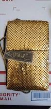 VINTAGE GOLD MESH METAL METALLIC CHAIN LINK EVENING SHOLDER HAND BAG PURSE SNAP