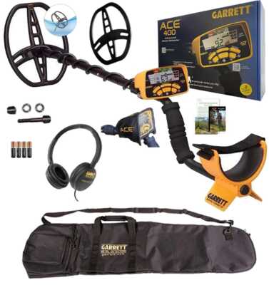 Garrett ACE 400 Metal Detector, Headphones, Waterproof Coil, Cover & Carry Bag