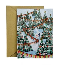 Snowy Tree Farm Paper Source 10 Pack Christmas Cards & Envelopes Size A6 NEW