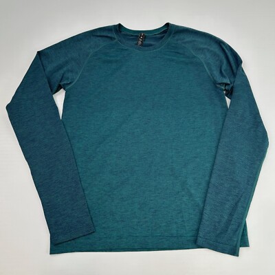 Lululemon Shirt Men Small Heather Teal Long Sleeve Train Workout Run Gym Core Ex