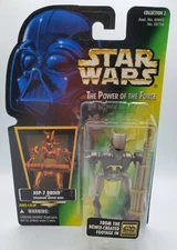 VTG Star Wars POTF ASP-7 Droid w Spaceport Supply Rods Green Card HologramSEALED