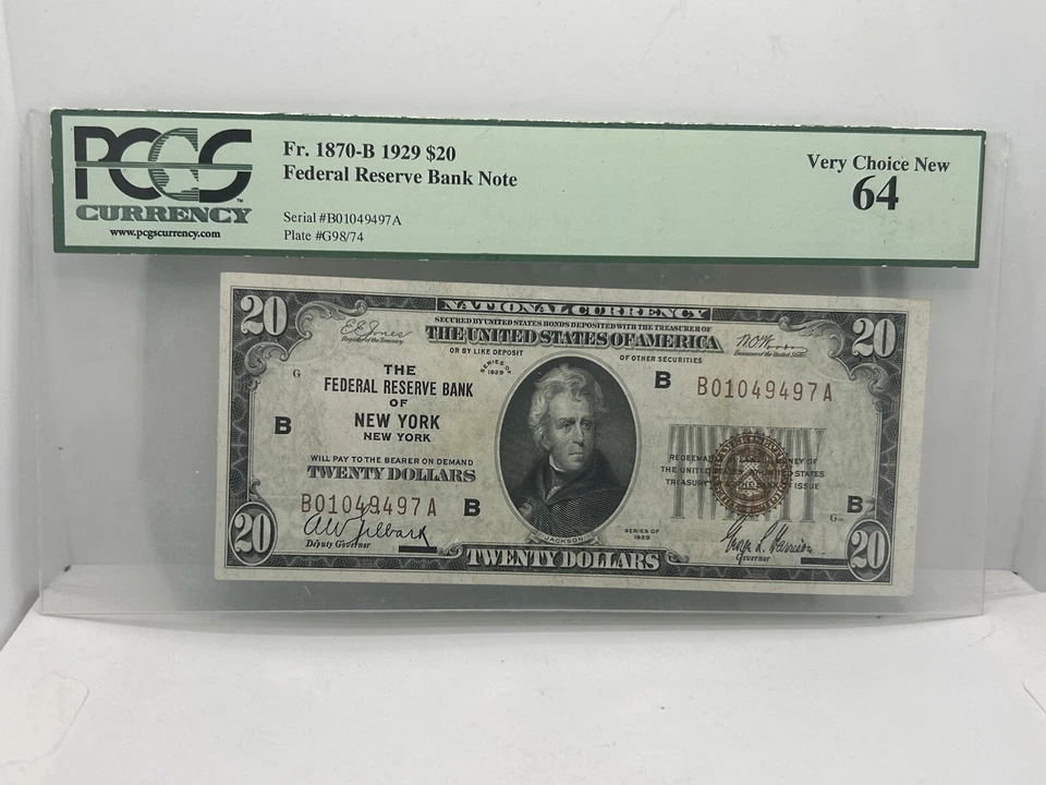 $20 1929 1870 National Currency Note PCGS MS64 FR Bank of New York) NY - Image 2 of 4