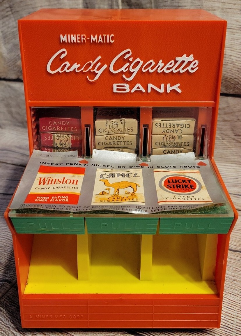 VERY RARE Miner-Matic Candy Cigarette Bank Machine Vintage Toy