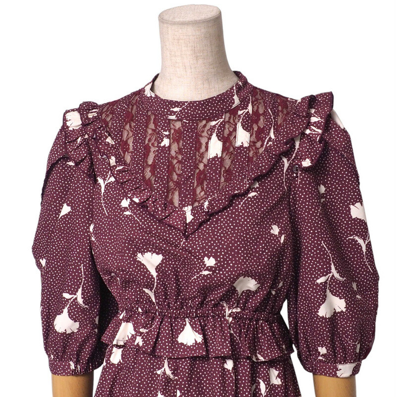 Mint Her lip to Autumn Floral Lace Trimmed Dress one piece