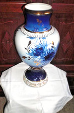 Balustervase Bodenvase Goldrand Vase RIESIG Traum BlauPorzellan Sammler vintage