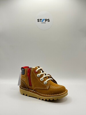 Kickers Kick HI Stroll Suede Baby Shoes Tan Size 7K UK Brand