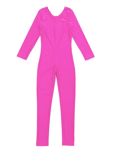 Kids Girls Long Sleeve Bodysuit Body Unitard Ballet Dance Gymnastics Leotard - Picture 94 of 122