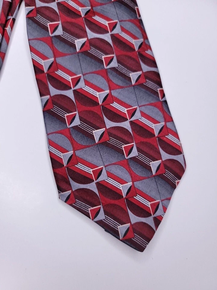 Gravata formal masculina Zylos George Machado 58"Lx3.75"W cinza/vermelha - Imagem 2 de 4