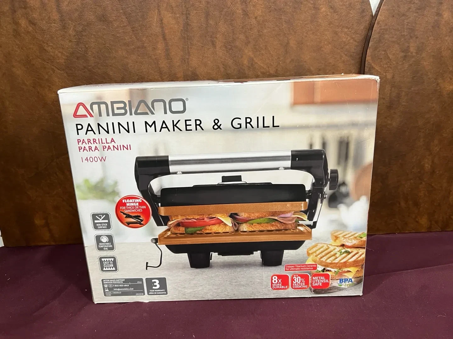 Ambiano Panini Maker & Grill- New In Box
