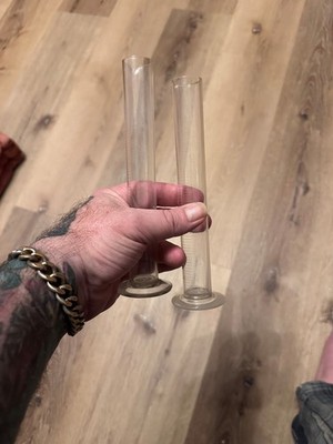 Vintage Mid Century Lab Graduated Cylinder Glass Pair 20°C 50cc Barware Shot