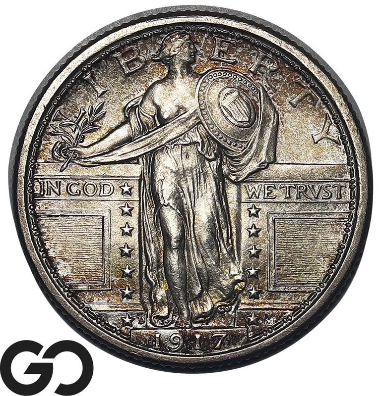 1917-D Standing Liberty Quarter Type 1, Full Head, *Scarce Key Date* Gem BU++
