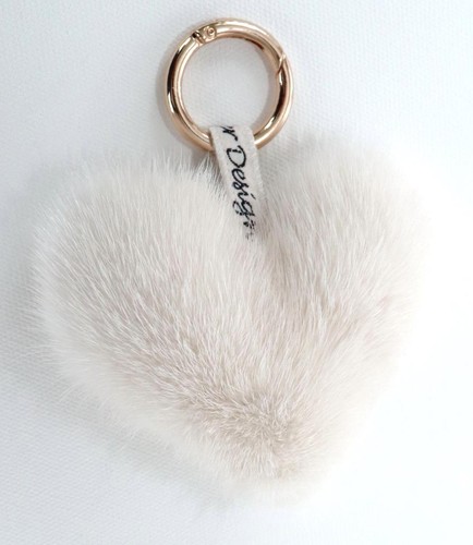 Mink Pendant Heart Logo Leather Fur for Key Bag Jewelry Mink Touch Rose - Picture 4 of 5
