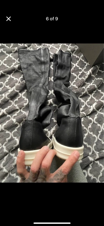 Rick Owens 6 码黑色 Porterville 及膝长袜偷靴 — 第 2/4 张图片