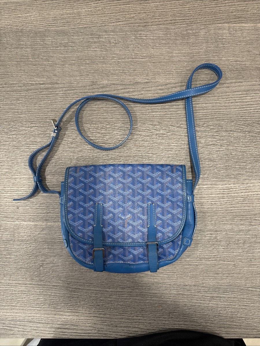 Goyard BLUE AZURE Goyardine Belvedere PM Messenger Shoulder Bag