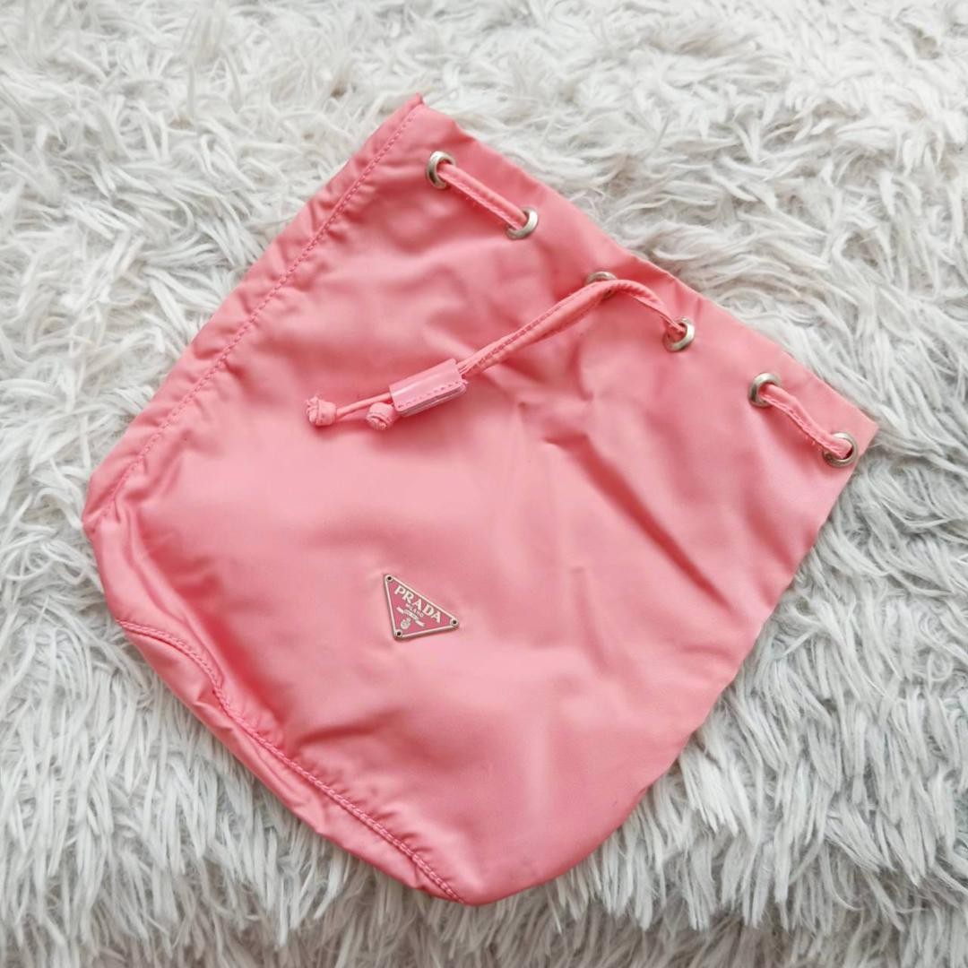 Prada drawstring bag pouch triangular logo plate … - image 2