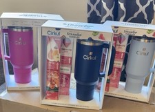 Cirkul StrawSip 40oz Stainless Tumbler w/Handle Lid Straw, Pink/Blue/White 3