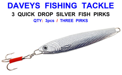 3 QUICK DROP SILBERFISCH PIRKS 200g KAYA BOOT MEERESANGELN KÖDER DORSCH SEELACHS LING