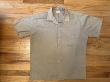 VTG L Loop Collar Green 50s 60s Penneys Towncraft Button Up Shirt Penn Prest