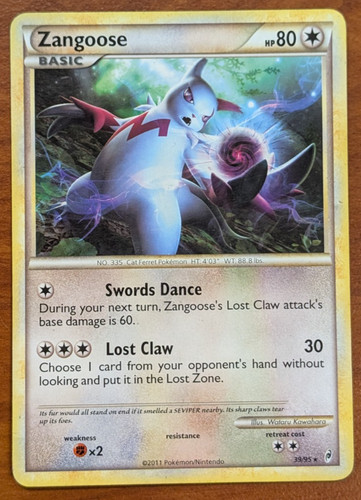 Pokemon TCG - Zangoose - 39/95 - Call of Legends - Rare- Normal