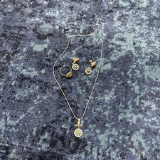 925 Sterling Silver Jewellery Set Necklace, Ring, Earrings made in Italy 