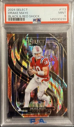2024 Panini Select Drake Maye Red Black Shock Rookie Card PSA 9 New England