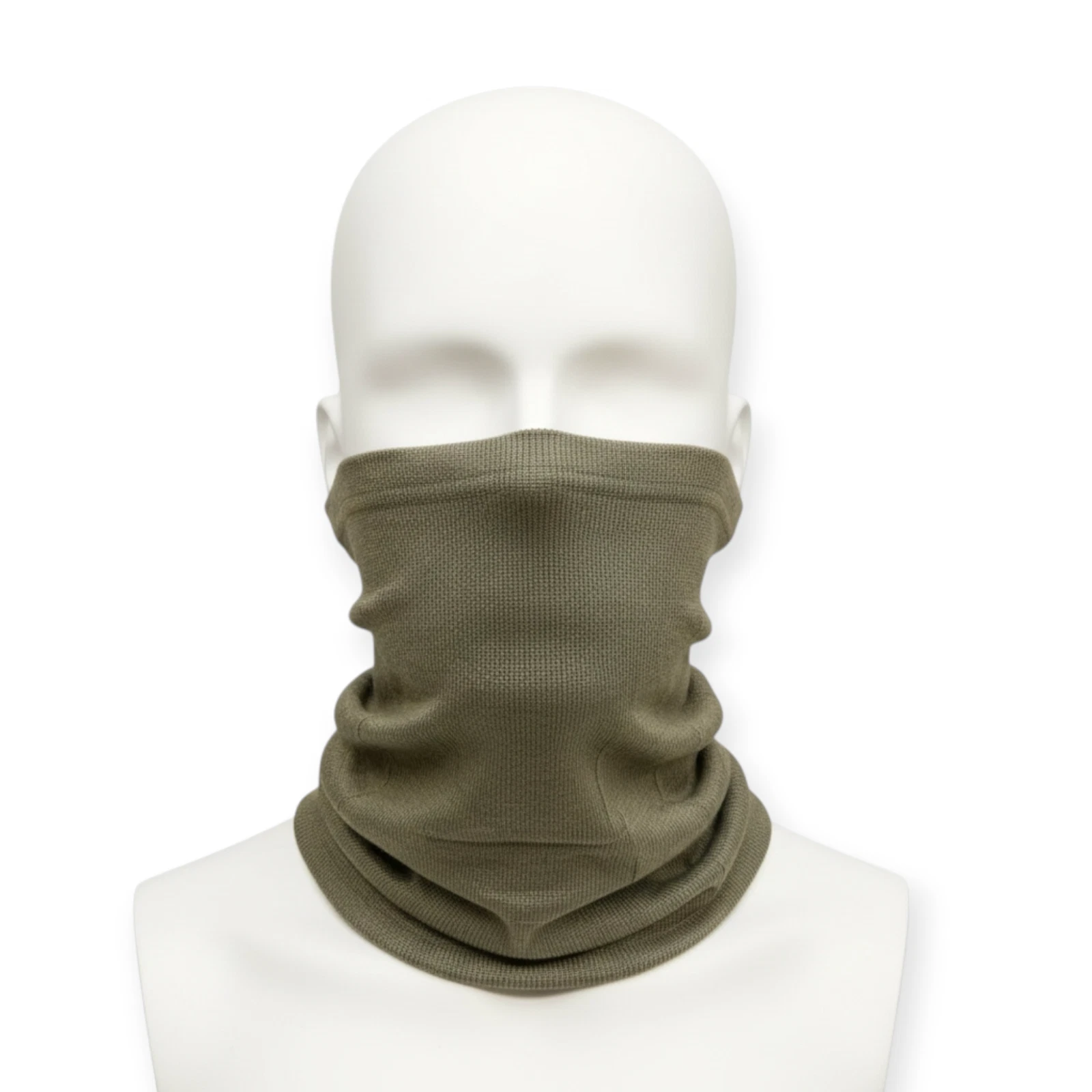 Vintage 1980s East German Military Neck Gaiter Tube Scarf / Warm Gray