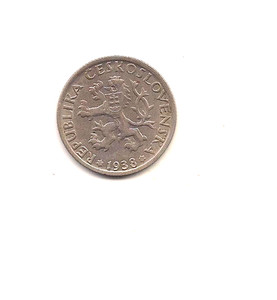 1938 Czechoslovakia One Koruna---Fabulous Details !!