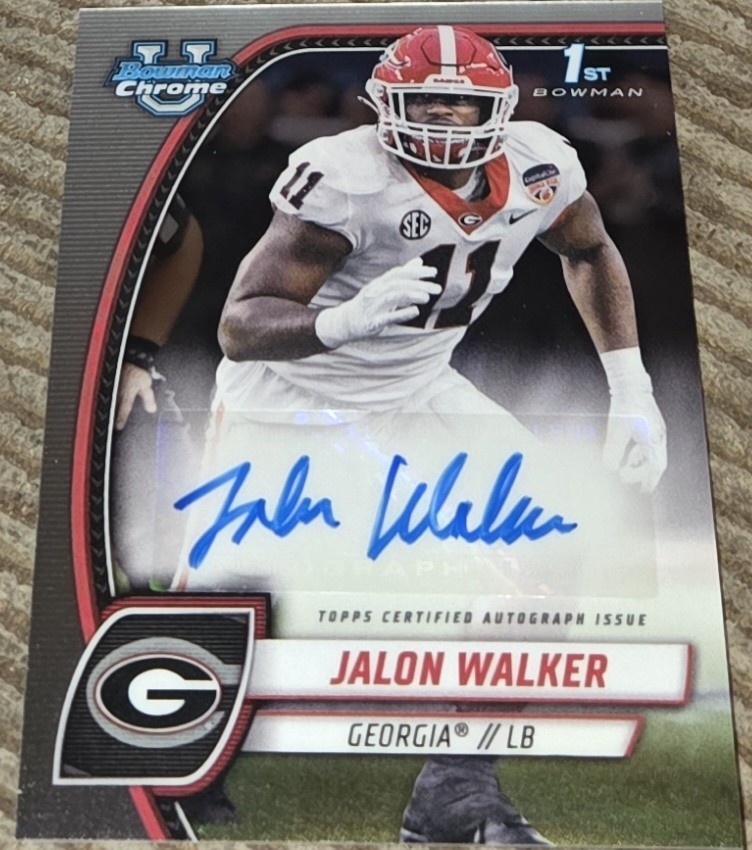 Jalon Walker 2024 Bowman Chrome University Prospect Autograph Auto Card Georgia