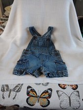 OshKosh B  gosh Denim Shortalls Size 3M Adjustable Straps Pockets