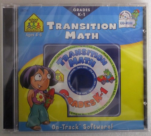 Software PC School Zone Transition Math Grade K-1 Ages 4-6 NEW SEALED Jewel - 第 1/2 張圖片