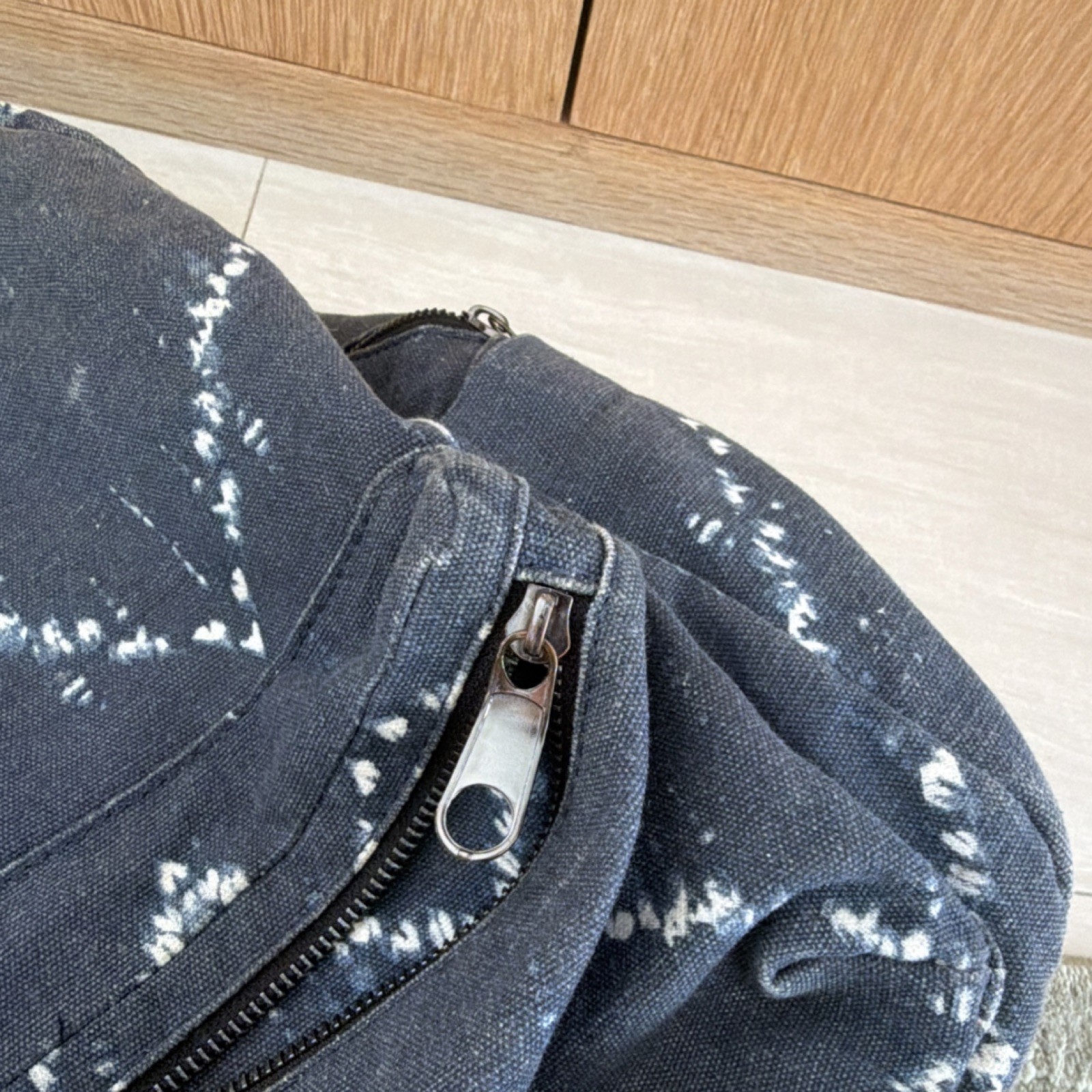 Dark Blue Geometric Backpack Adjustable Strap Zip… - image 7