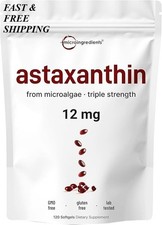Micro Ingredients Astaxanthin 12mg, 120 Softgels, 4 Month Supply  Premium Astax