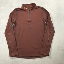 Under Armour 1/4 Zip Pullover Boys Youth Medium Orange Long Sleeve Golf Fitted