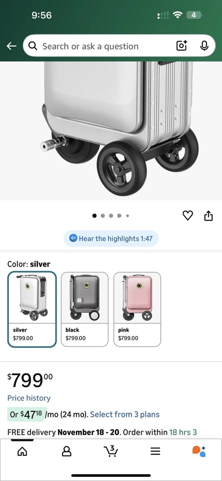 Airwheel SE3SL Scooter Eléctrico Inteligente Viaje Control Remoto Maleta Foto 3 de 4