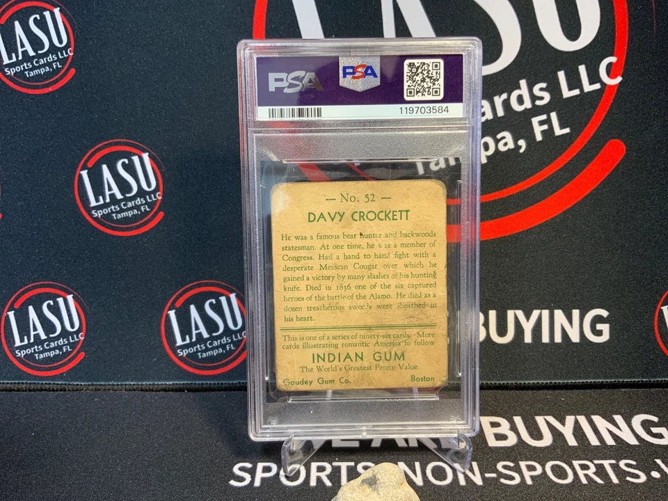 1933 R73 Goudey Indian Gum #52 DAVY CROCKETT PSA 1 RARE Series Of 96 - Image 2 of 2