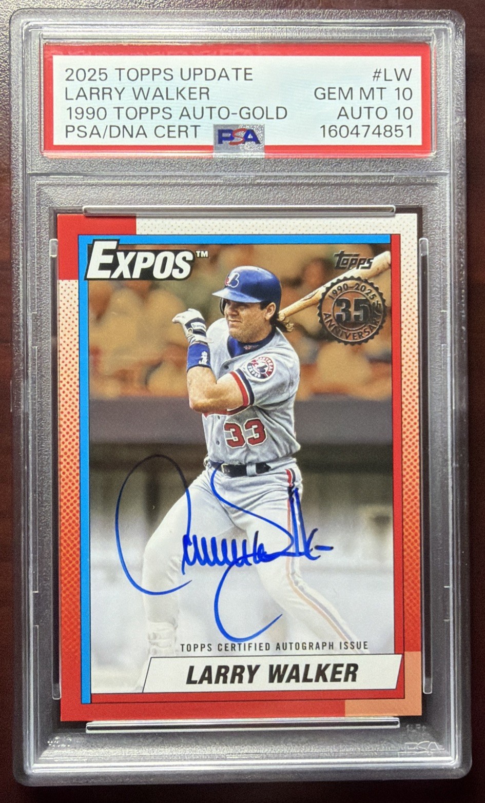2025 Topps Series 1 - 1990 Topps Baseball Autographs Larry Walker #90AU-LW 10/10